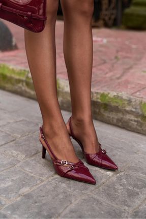 کفش پاشنه بلند کلاسیک زرشکی زنانه چرم لاکی پاشنه متوسط ( 5 - 9 cm ) پاشنه نازک کد 804071493