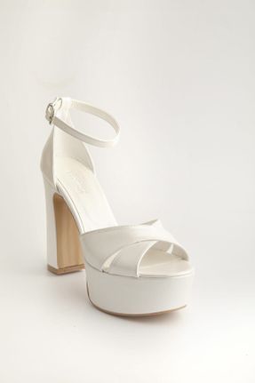 کفش مجلسی سفید زنانه چرم مصنوعی پاشنه بلند ( +10 cm) پاشنه پلت فرم کد 165767817