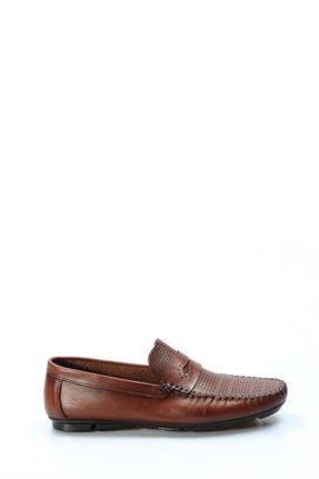 کفش لوفر قهوه ای مردانه چرم طبیعی پاشنه کوتاه ( 4 - 1 cm ) کد 36407184