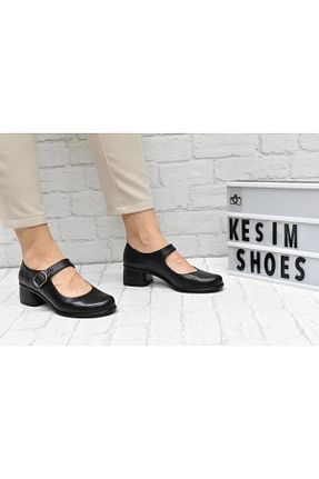 کفش کلاسیک مشکی زنانه چرم خالص Kesim Shoes - کد 730705900