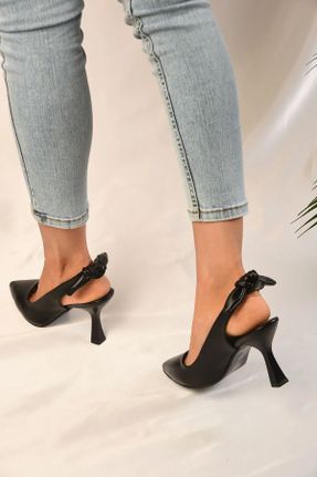 کفش پاشنه بلند کلاسیک مشکی زنانه پاشنه نازک چرم مصنوعی پاشنه متوسط ( 5 - 9 cm ) کد 810046031