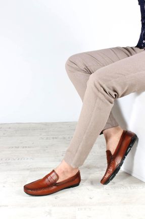 کفش لوفر قهوه ای مردانه چرم طبیعی پاشنه کوتاه ( 4 - 1 cm ) کد 36407225