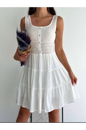 لباس سفید زنانه بافتنی پلی استر رگولار کد 827261801