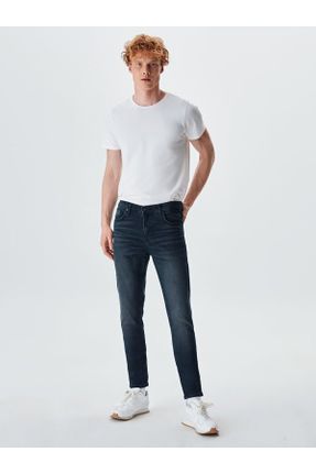 شلوار جین سرمه ای مردانه پاچه تنگ فاق افتاده جین استاندارد کد 5947601