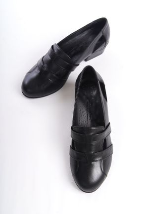 کفش کژوال مشکی زنانه چرم طبیعی پاشنه کوتاه ( 4 - 1 cm ) پاشنه ساده کد 815966891