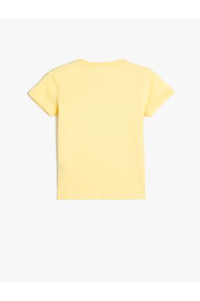 تی شرت زرد بچه گانه رگولار یقه گرد پنبه (نخی) تکی کد 669250673