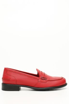 کفش لوفر قرمز زنانه چرم طبیعی پاشنه کوتاه ( 4 - 1 cm ) کد 280702790