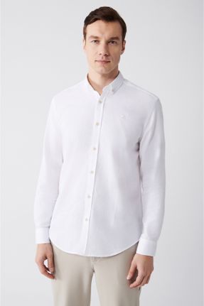 پیراهن سفید مردانه رگولار یقه دکمه دار کد 465784110