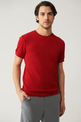 تی شرت قرمز مردانه رگولار یقه گرد پنبه (نخی) کد 822497400