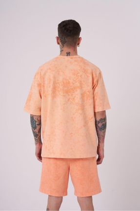 تی شرت نارنجی مردانه اورسایز یقه گرد تکی جوان کد 817290314