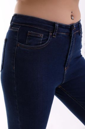 شلوار آبی زنانه جین فاق بلند کد 789653291