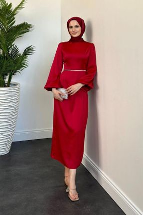 لباس مجلسی قرمز زنانه آستین استاندارد رگولار کد 835202064