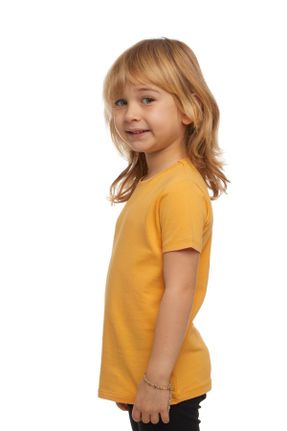 تی شرت زرد بچه گانه رگولار یقه گرد تکی کد 298618317