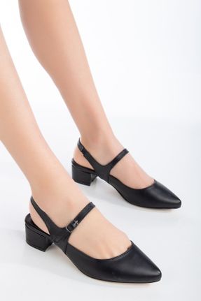 کفش پاشنه بلند کلاسیک مشکی زنانه پاشنه ضخیم چرم مصنوعی پاشنه کوتاه ( 4 - 1 cm ) کد 796079675