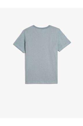 تی شرت آبی بچه گانه اورسایز یقه گرد پنبه (نخی) تکی کد 706447727