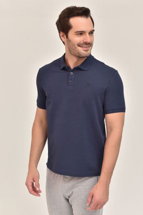 تی شرت سرمه ای مردانه یقه پولو رگولار پنبه (نخی) پوشاک ورزشی کد 40278098