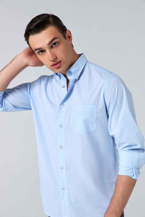 پیراهن آبی مردانه یقه پیراهنی کد 471018843