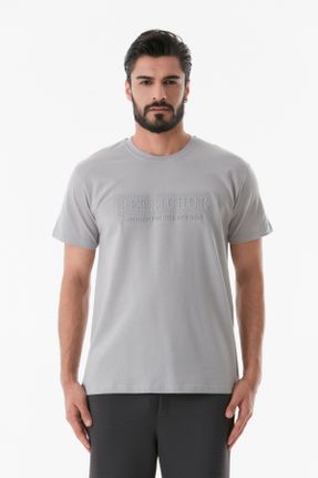 تی شرت طوسی مردانه رگولار یقه گرد پنبه - پلی استر کد 825598039
