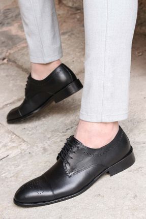 کفش کلاسیک مشکی مردانه چرم طبیعی پاشنه کوتاه ( 4 - 1 cm ) پاشنه ساده کد 36408971