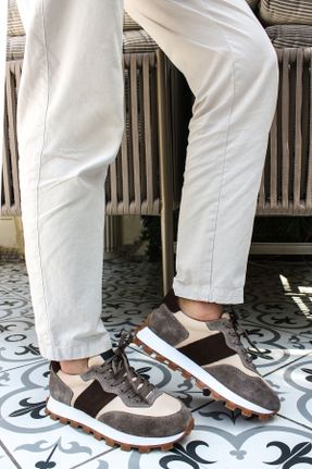 کفش کژوال بژ مردانه چرم طبیعی پاشنه کوتاه ( 4 - 1 cm ) پاشنه ساده کد 789620024