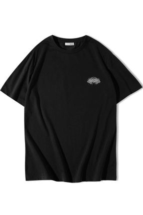 تی شرت مشکی زنانه یقه گرد رگولار تکی کد 750097680