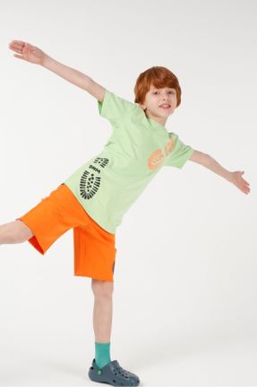 تی شرت سبز بچه گانه ریلکس یقه گرد تکی جوان کد 262255859