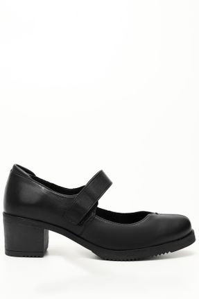 کفش پاشنه بلند کلاسیک مشکی زنانه چرم طبیعی پاشنه ضخیم پاشنه متوسط ( 5 - 9 cm ) کد 384875700