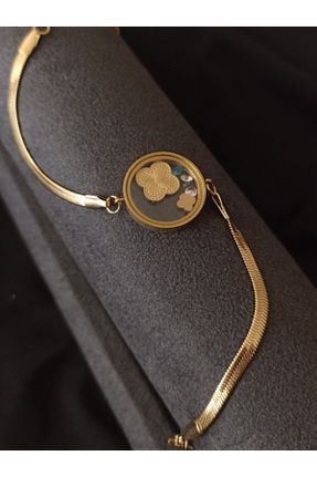 دستبند استیل طلائی زنانه استیل ضد زنگ کد 839370246