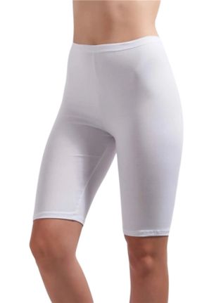 ساق شلواری سفید زنانه بافت پنبه (نخی) اسلیم فیت فاق بلند کد 804492123