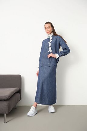 ست بالاتنه و پائین تنه آبی زنانه بافتنی esrastyle - کد 810919738