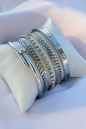 دستبند استیل طلائی زنانه فولاد ( استیل ) کد 810681672