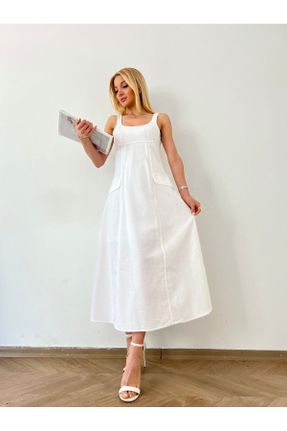 لباس سفید زنانه بافتنی پنبه (نخی) رگولار بیسیک کد 815611538