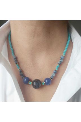 گردنبند جواهر آبی زنانه سنگی کد 829388407