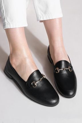 کفش لوفر مشکی زنانه چرم طبیعی پاشنه کوتاه ( 4 - 1 cm ) کد 283304586
