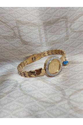 دستبند استیل طلائی زنانه فولاد ( استیل ) کد 670572843