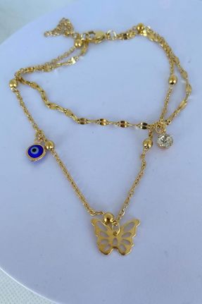 خلخال جواهری طلائی زنانه فولاد ( استیل ) کد 839407673
