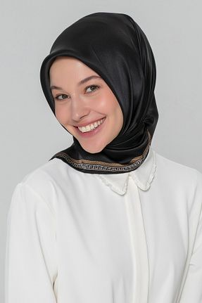 روسری مشکی کرپ ساتن ابریشم Armine - کد 79346960