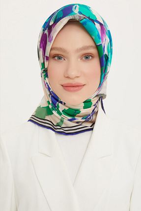 روسری سرمه ای کرپ ساتن ابریشم Armine - کد 730084029