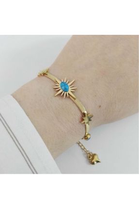 دستبند استیل طلائی زنانه فولاد ( استیل ) کد 456094783