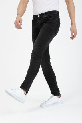 شلوار جین مشکی مردانه پاچه تنگ جین بلند کد 650815443