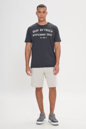 تی شرت مشکی مردانه ریلکس یقه گرد کد 811591508