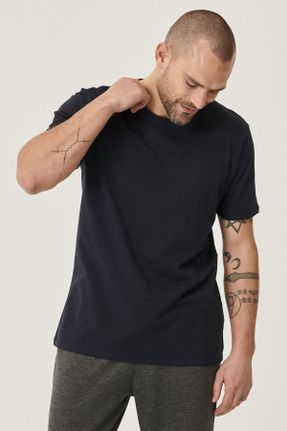 تی شرت سرمه ای مردانه یقه گرد رگولار پنبه (نخی) 2