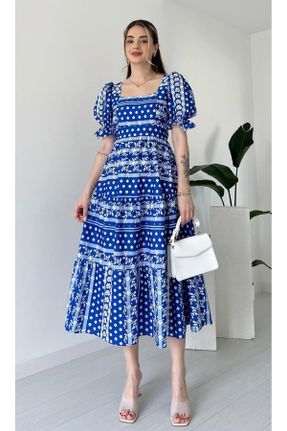 لباس آبی زنانه بافتنی پنبه (نخی) رگولار آستین-بلند کد 839486252