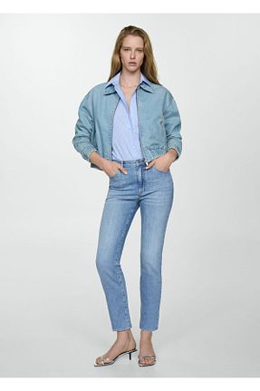 شلوار جین آبی زنانه جاگر MANGO - کد 788443540