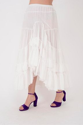 دامن سفید زنانه پارچه Park Moda - کد 308438974