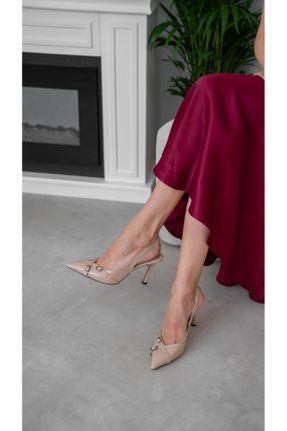 کفش پاشنه بلند کلاسیک بژ زنانه پاشنه متوسط ( 5 - 9 cm ) پاشنه ساده کد 823281628
