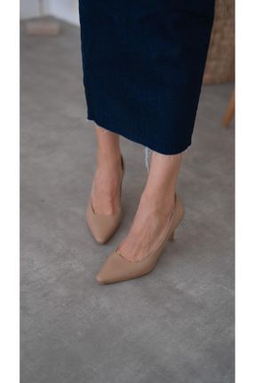 کفش پاشنه بلند کلاسیک بژ زنانه پاشنه متوسط ( 5 - 9 cm ) پاشنه ساده کد 823281762