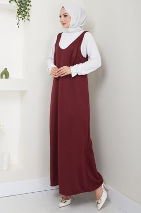 لباس زرشکی زنانه بافت Fitted پلی استر کد 833437502