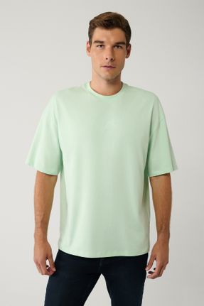تی شرت سبز مردانه اورسایز یقه گرد کد 833499895
