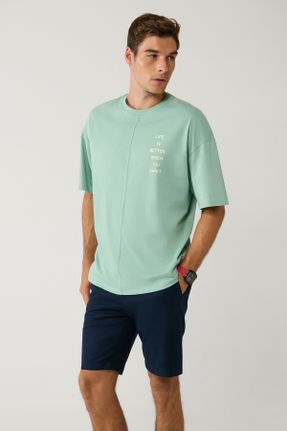 تی شرت سبز مردانه یقه گرد رگولار کد 833499240